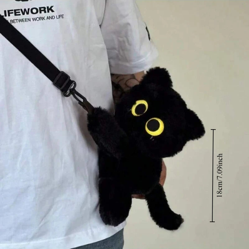 Black Cat Plush Kawaii Backpack - Kitten Doll Crossbody Bag for Kids & Tweens — view 10 of backpacks