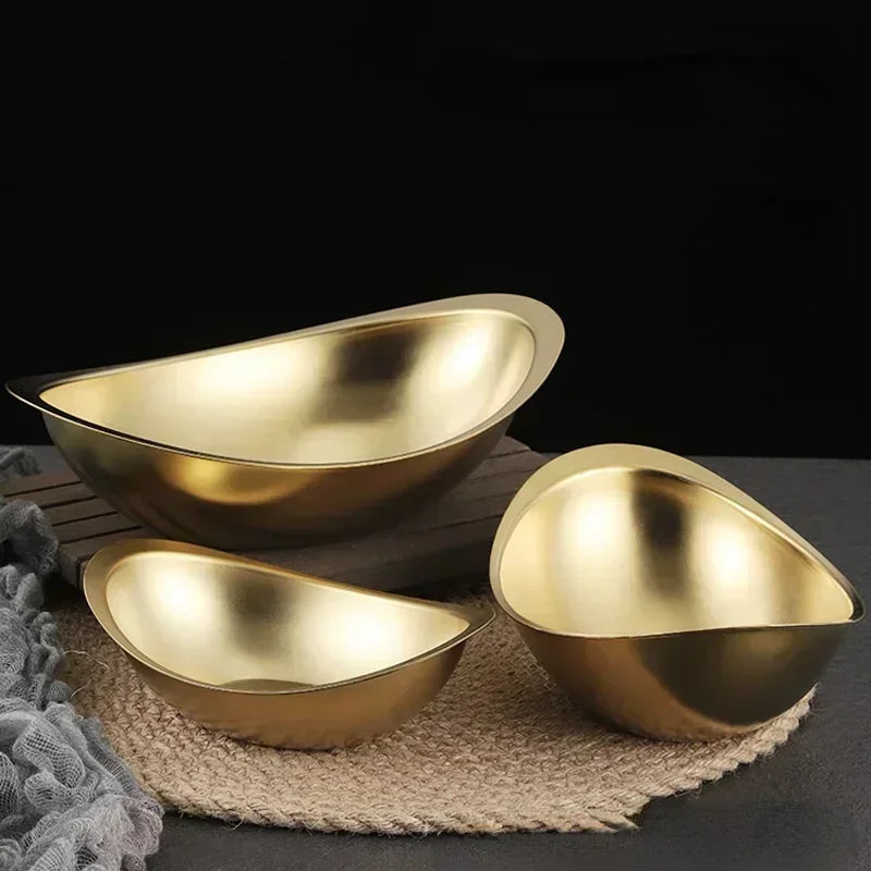 Golden Ingot Bowl — 304 Stainless Steel Korean Salad & Dessert Snack Bowl — view 1 of dining & tableware
