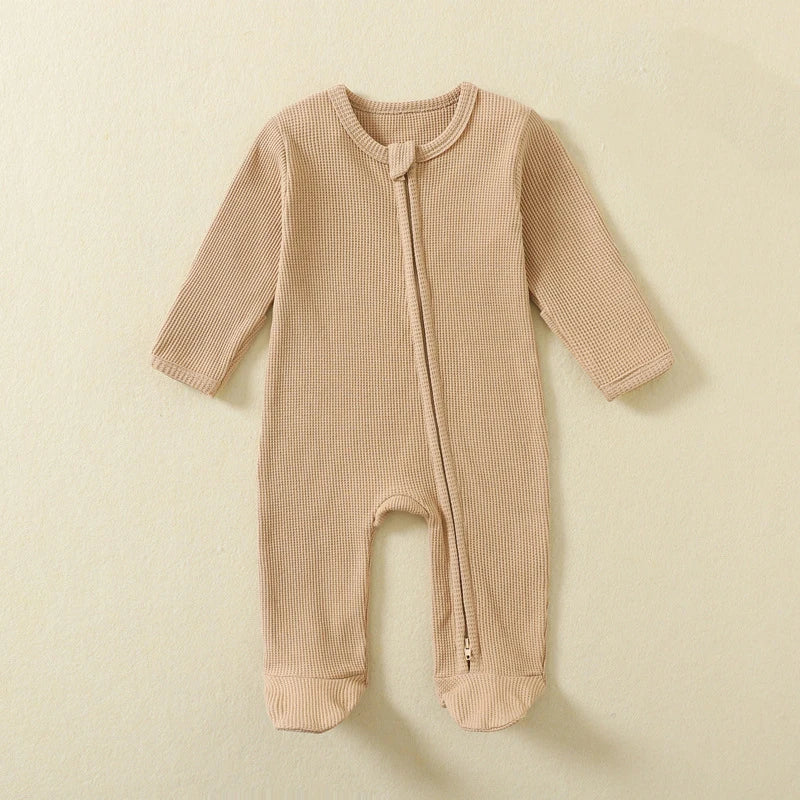Organic Cotton Waffle Baby Romper - Zipper Jumpsuit for Boys & Girls — view 6 of baby rompers