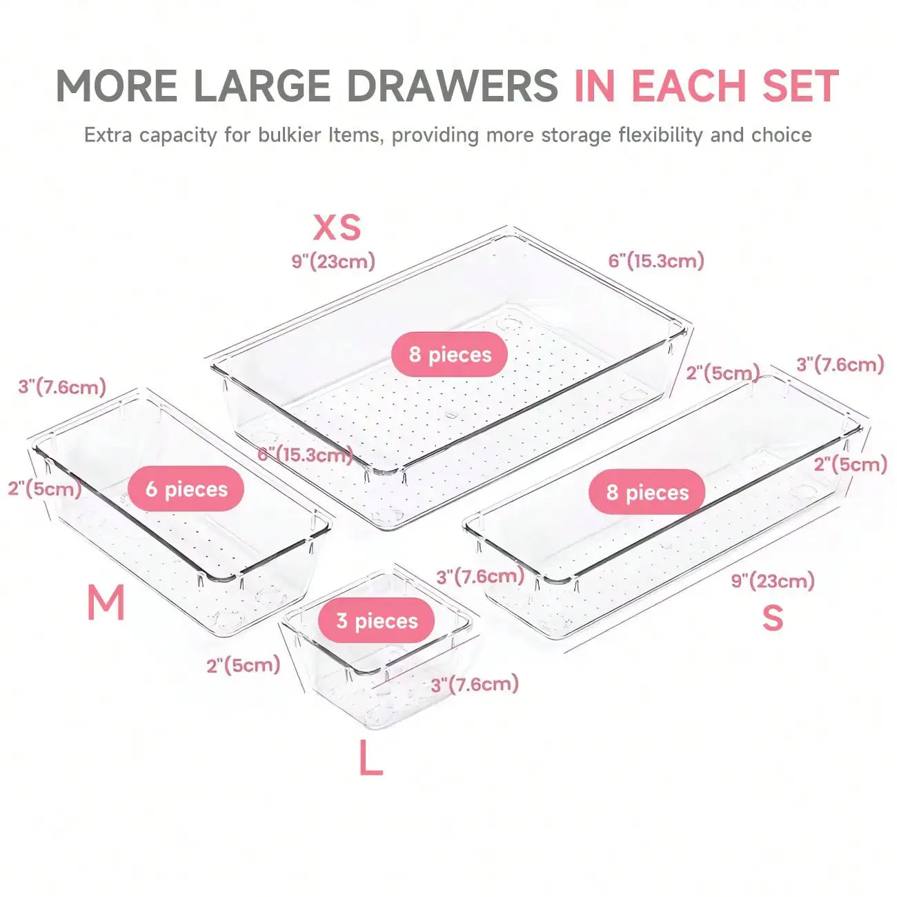 24-Piece Clear Acrylic Drawer & Desk Storage Organizer Set — product photo 3