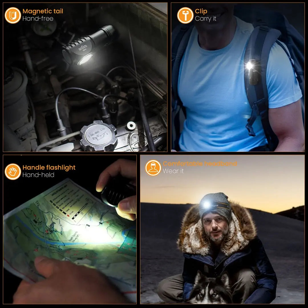 Sofirn HS10 USB-C Magnetic Headlamp — 1100 Lumen TN3535 Mini Light — view 6 of outdoor sports