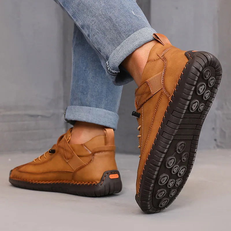 Women's British Retro Mid-Top Boots — Handmade Leather Anti-Slip Workwear Loafers — view 2 of boots