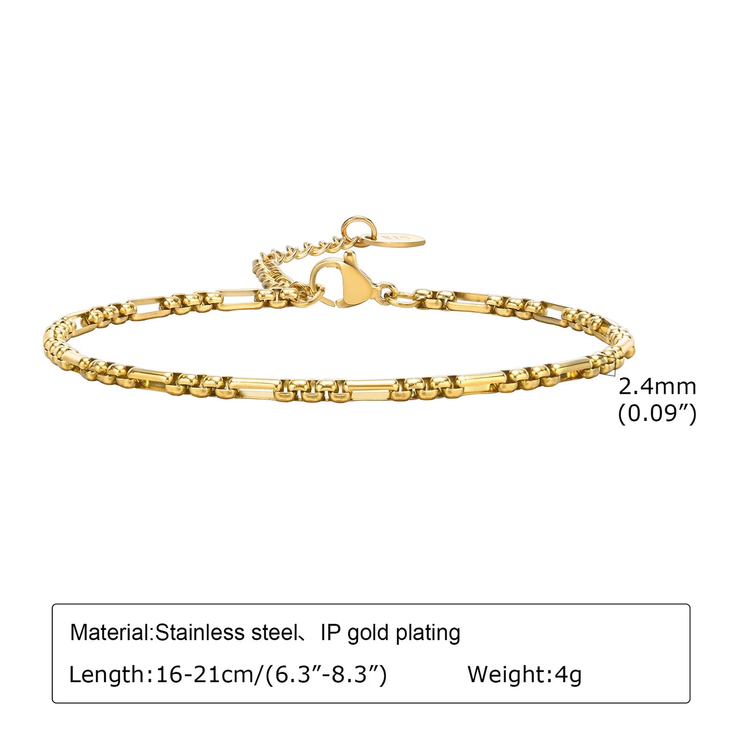 Women's 18K Gold-Plated Twist Paperclip Chain Bracelet Stainless Steel Stackable Wrist Chain — view 11 of bracelets