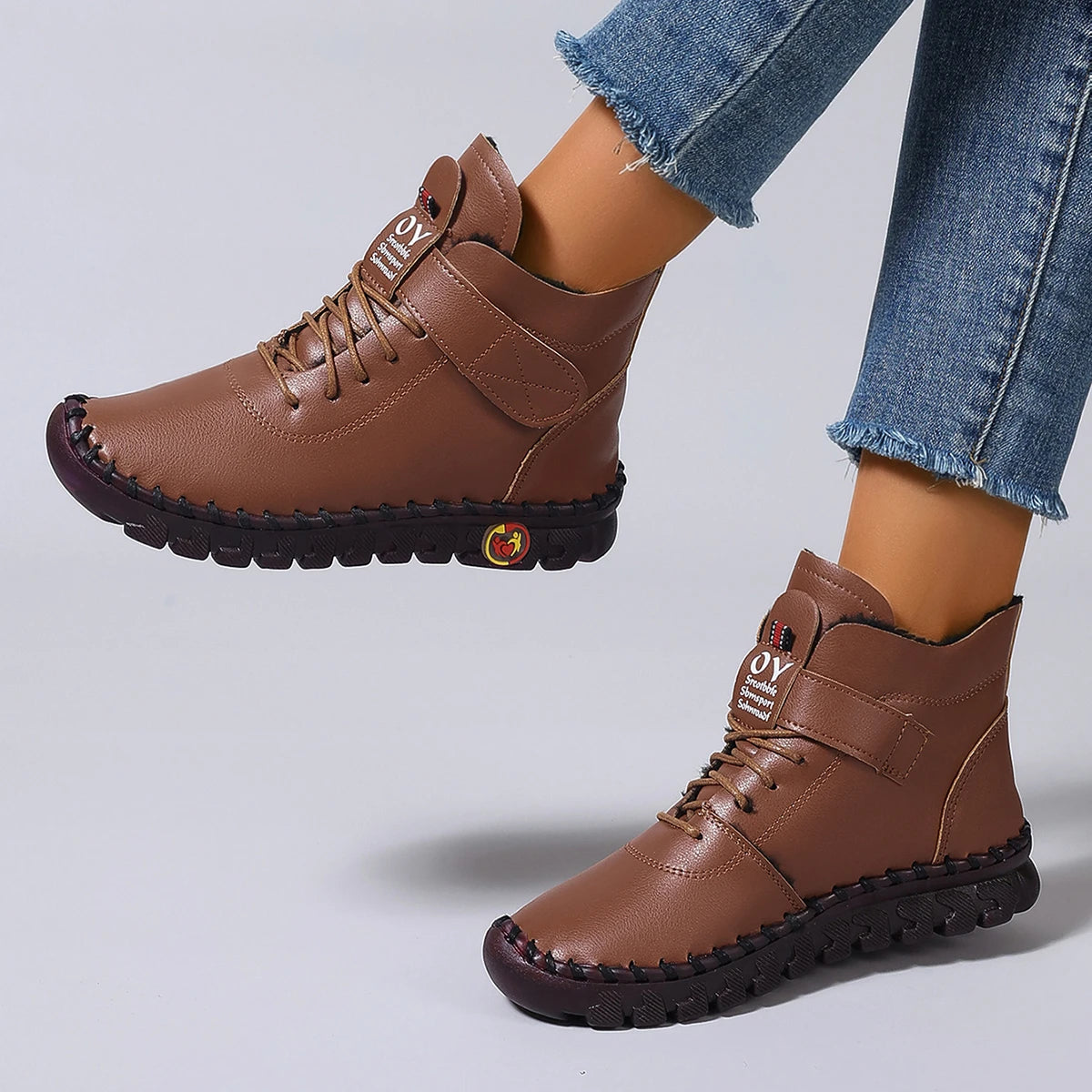 Women's Luxury Flat Ankle Boots — Comfortable Warm Casual Mom Boots (2025) — view 4 of boots