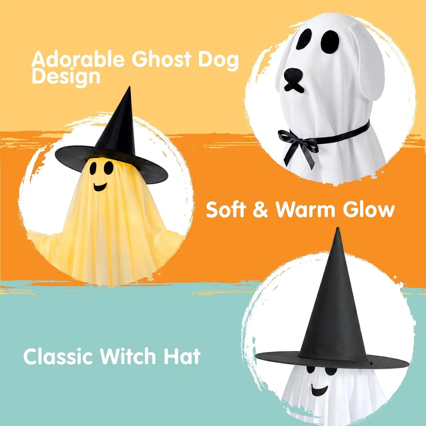 Outdoor Halloween Ghost Decorations, 55" Standing Ghost & 23" Dog Set — product photo 2