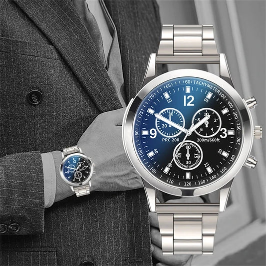 Men's Stainless Steel Luxury Quartz Watch — Fashion Business Casual Wristwatch — view 1 of watches