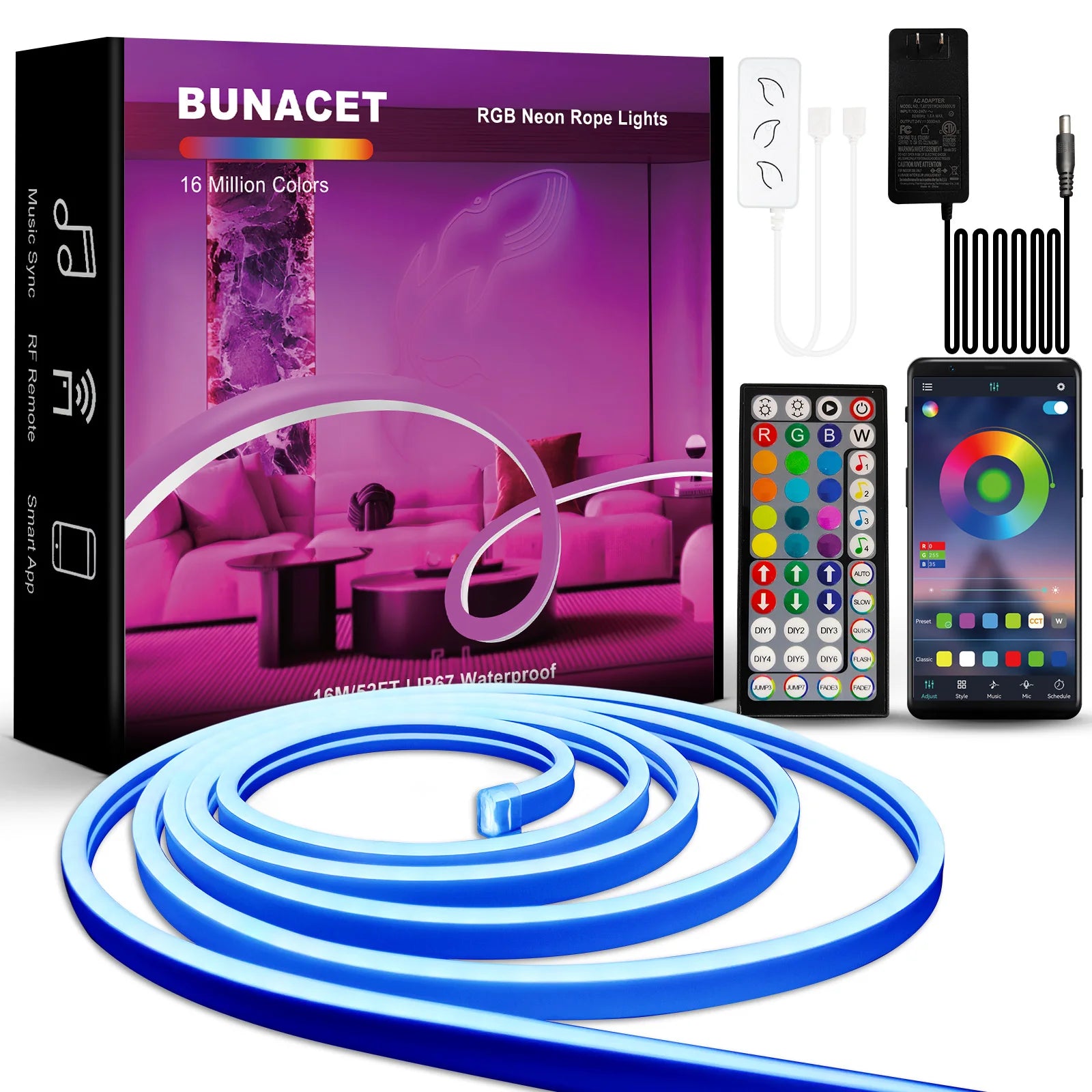 Smart RGB LED Strip Lights (SMD 5050) – App + Remote TV Backlight Strip for Gaming & Home Decor — view 1 of home & kitchen