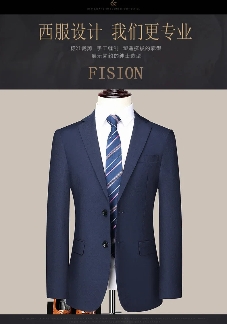 2024 Two-button Suit for Men (suit + Trousers) Handsome Slim-fit Business Professional Work Formal Two-piece Set  S-6XL