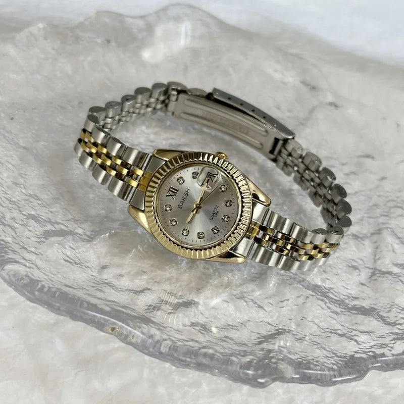 Women's Golden Steel Watch — Diamond Fashion Luxury Quartz Wristwatch — view 6 of watches