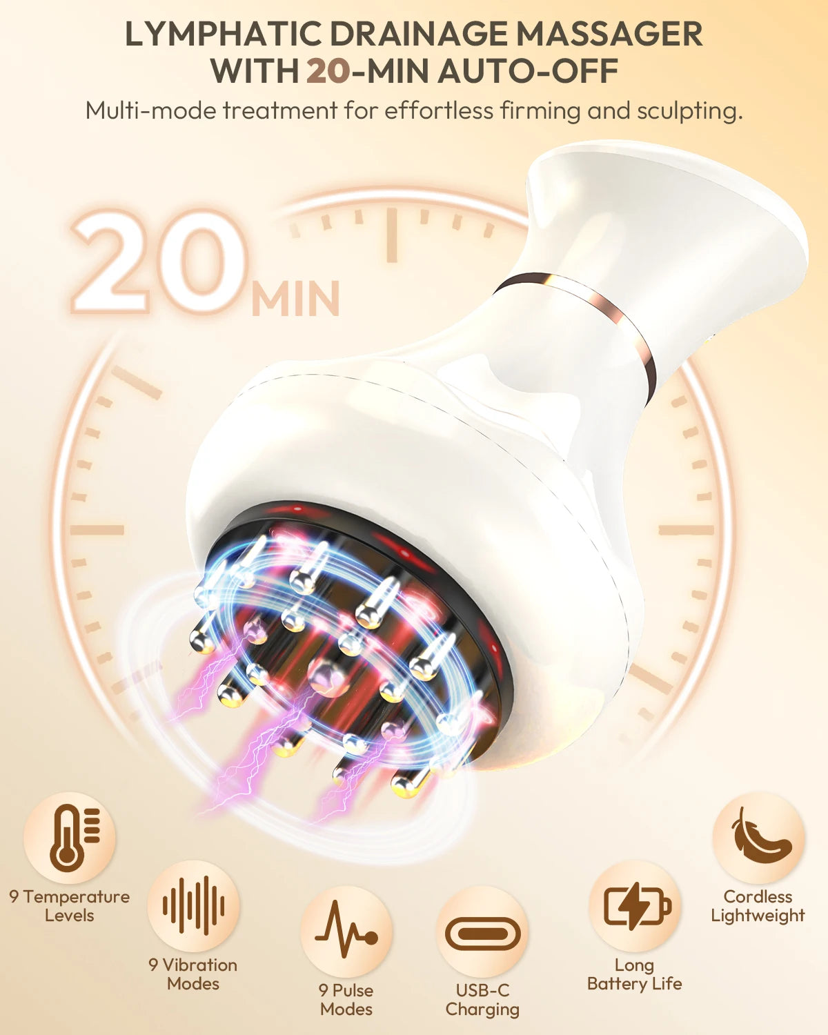 Lymphatic Drainage Massager — Anti-Cellulite Body-Sculpting Tool with Heat — view 5 of recovery & massage