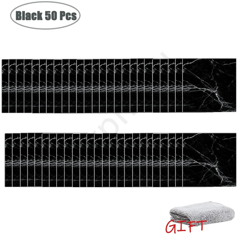 PVC Marble Peel-and-Stick Wall & Tile Stickers (10–50PCS) – Waterproof Self-Adhesive Floor & Backsplash Decor