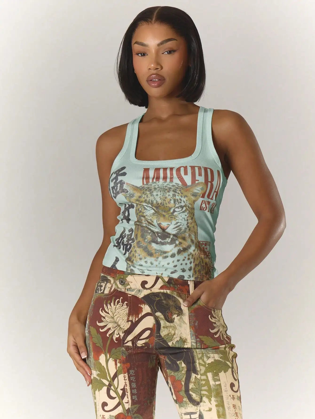 MUSERA Graphic Tank Top — Fitted Y2K Vest Cami for Party & Holidays — view 9 of tanks & camisoles
