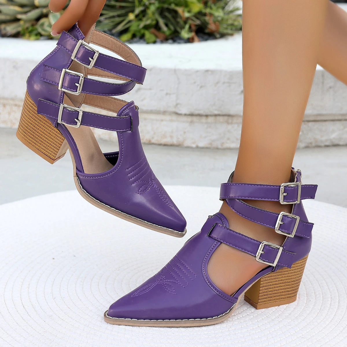 Sandals & Slides — Pointed-Toe Soft Leather High-Heel Sandals, Elegant Dress Heels — view 3 of sandals & slides