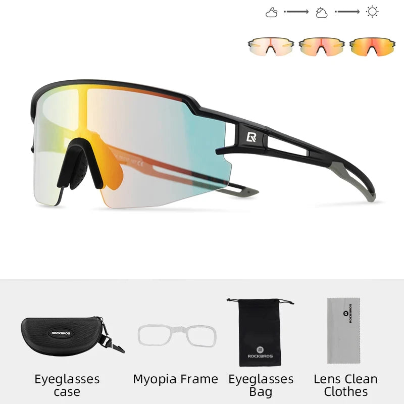ROCKBROS Cycling Sunglasses Photochromic Polarized UV400 — Smart-Tint Bike MTB Road Goggles — view 10 of sunglasses