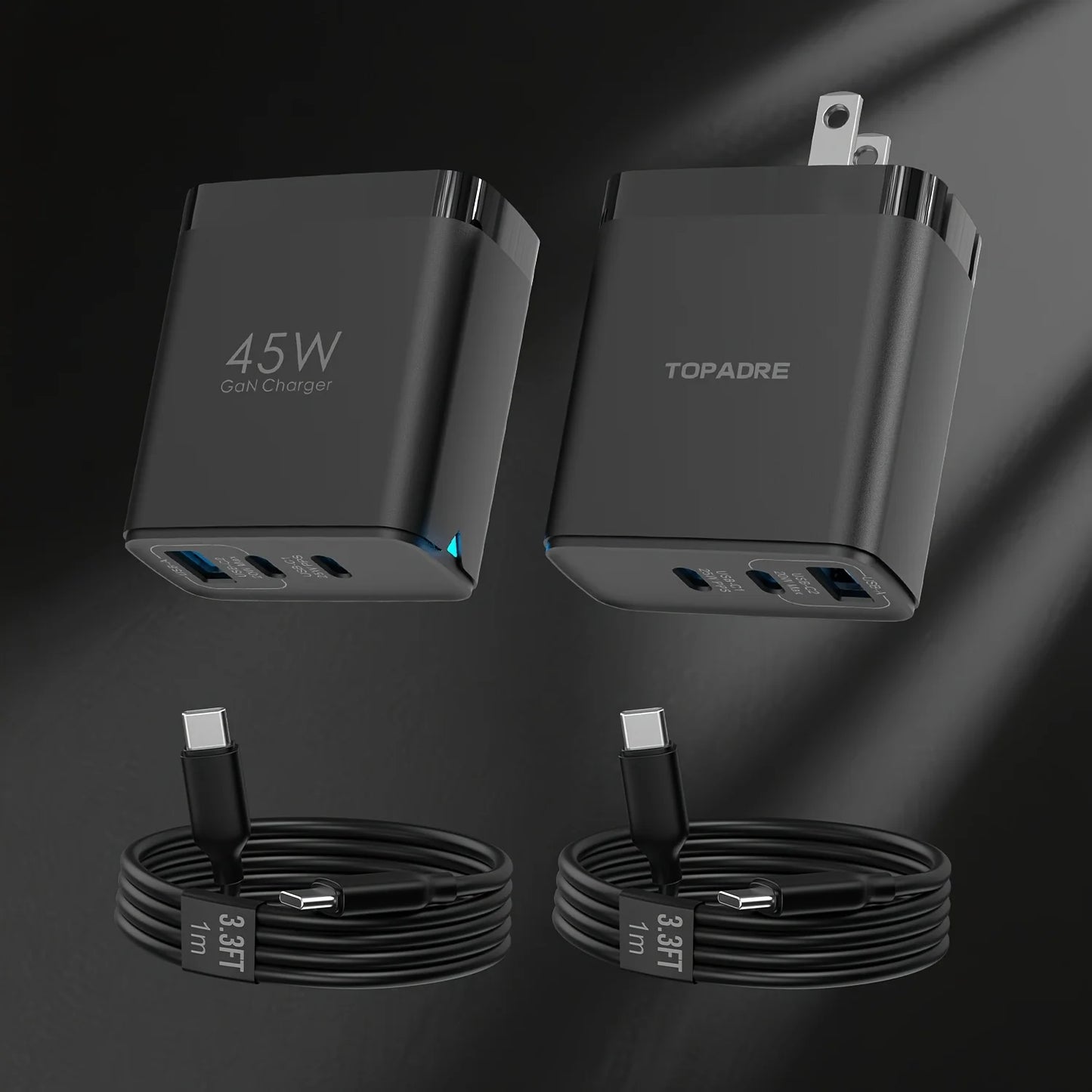 2-Pack 45W 3-Port USB Wall Charger — Quick Travel Fast Charge Adapter — view 11 of chargers & cables