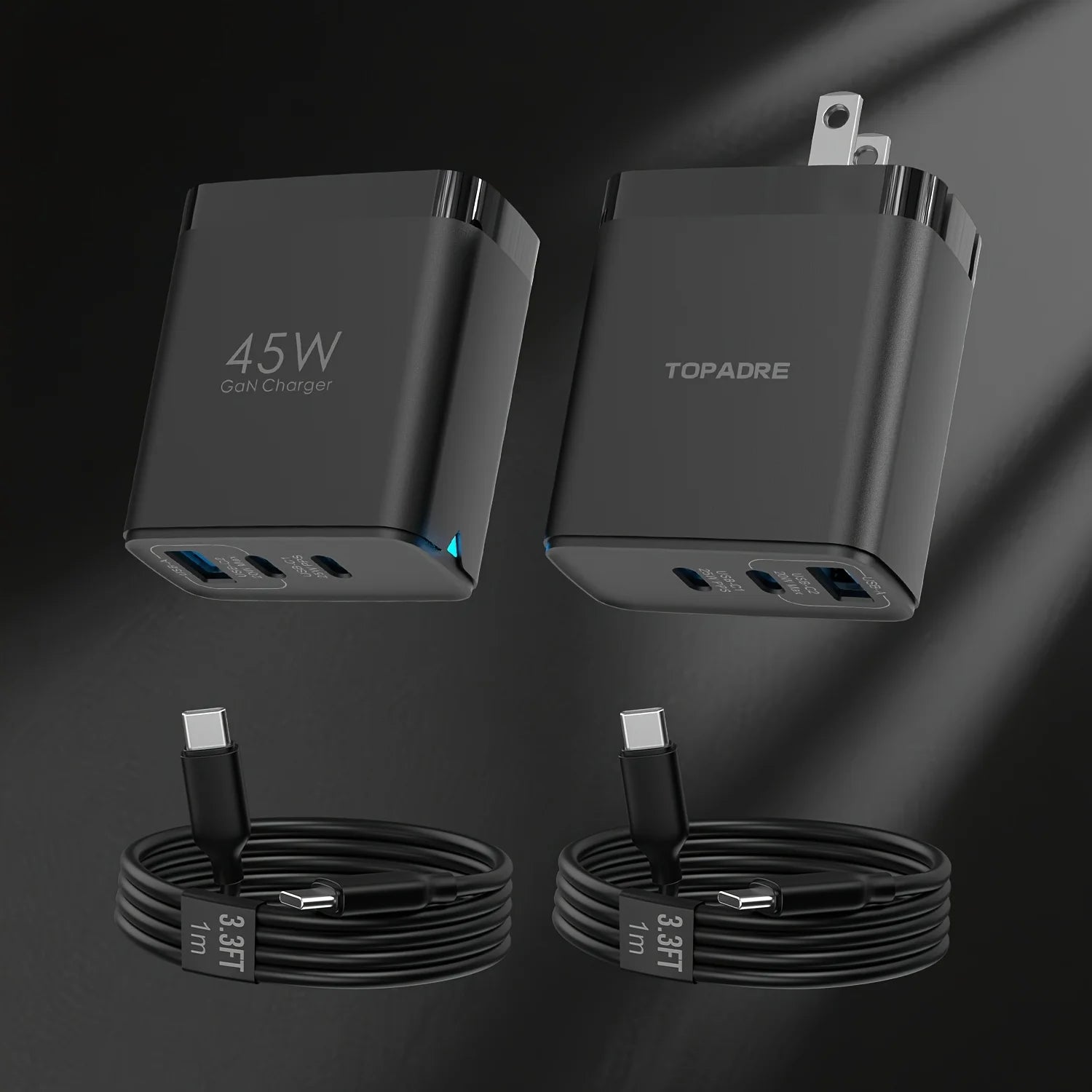 2-Pack 45W 3-Port USB Wall Charger — Quick Travel Fast Charge Adapter — view 11 of chargers & cables