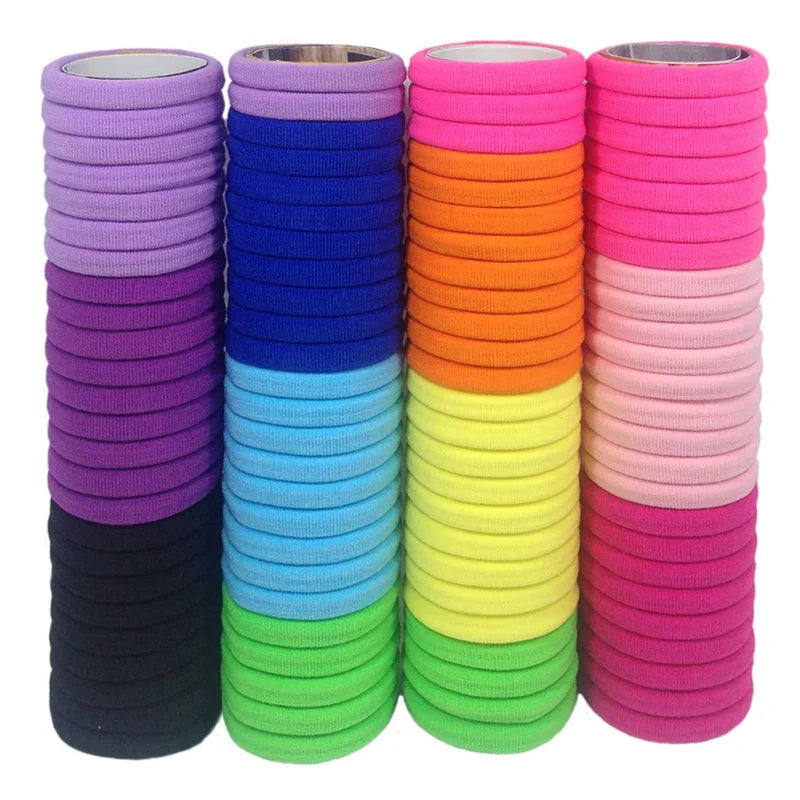 50pcs Black Elastic Hair Band Leagues Ties Colets Scrunchies Springs Gum Accessory For Girl Women No Damage Pigtails Holder Set — view 1 of product