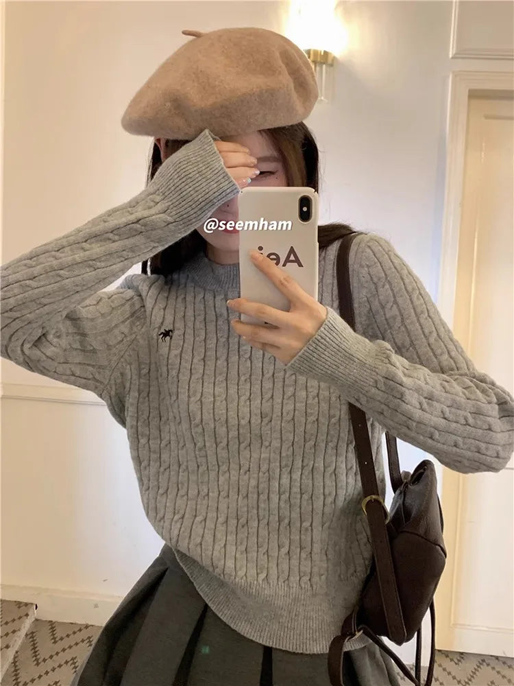 Womens 100% Wool Sweaters Spring Autumn O neck Knitted Pullovers Loose Bottoming Shirt Cashmere Fashion Jumper Solid YK2 Tops