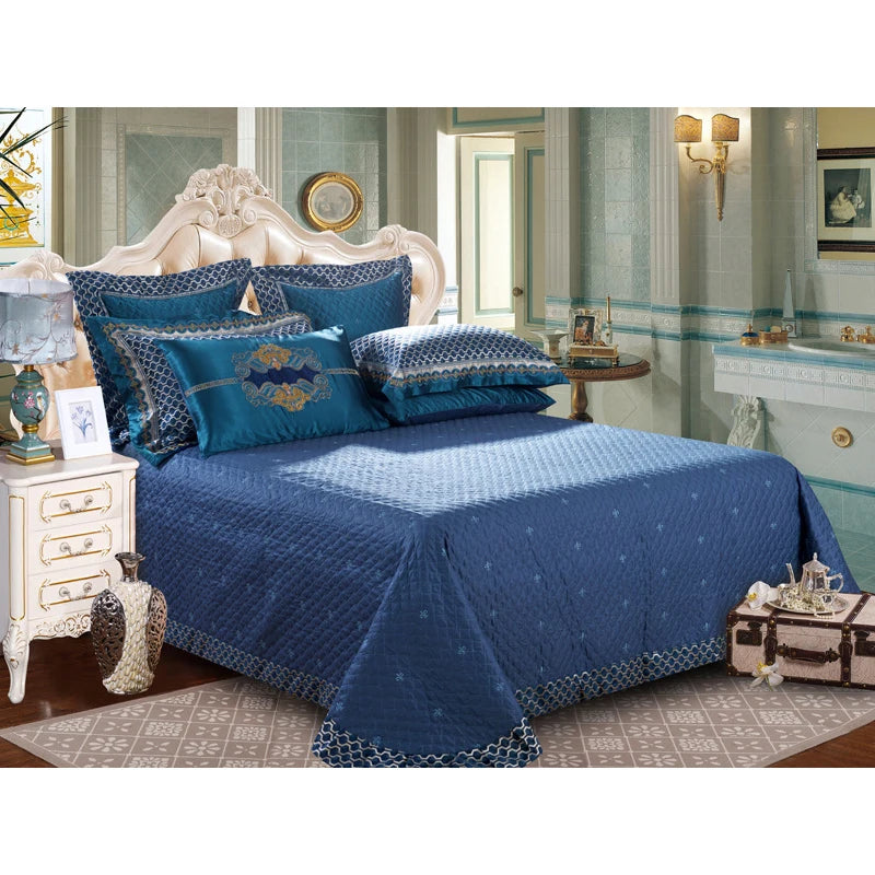 European high-end luxury wedding bedding set All cotton satin jacquard 4 pieces Duvet Cover Sheet Pillowcase Queen King size