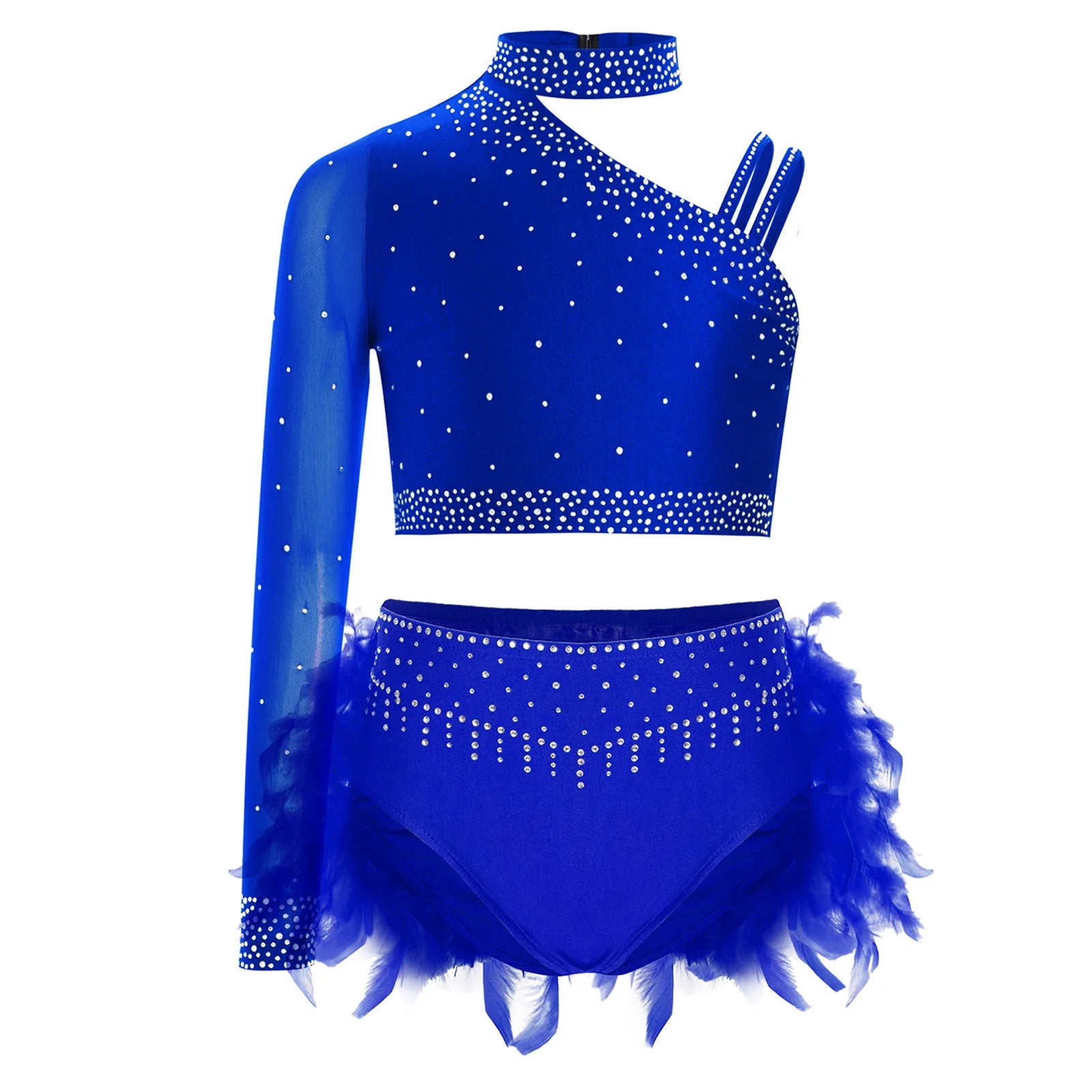 Kids Girls Ballet Dance Set - Rhinestone Top & Skirt Performance Costume — view 7 of dance costumes