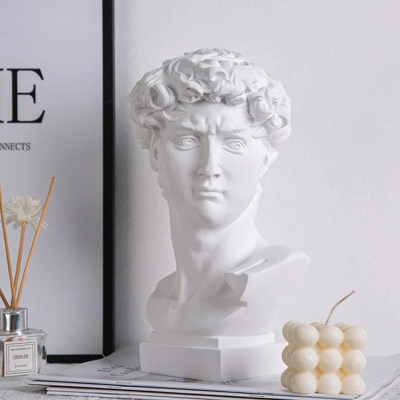 Home Decor David Head Resin Bust Statue — Modern Abstract Art Sculpture for Shelves & Mantels — view 3 of home decor