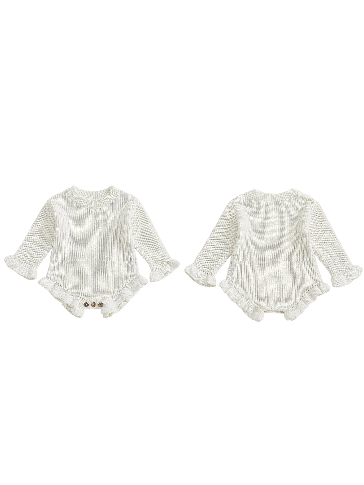 Infant Knitted Bodysuit with Ruffled Sleeves - Boutique-Style Baby Top — view 5 of baby bodysuits