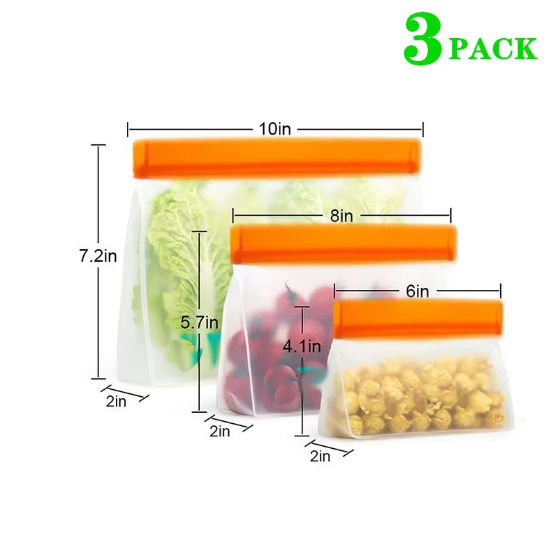 Storage Organizer Silicone Food Bag Set — Reusable Stand-Up Freezer Bags BPA-Free Leakproof — view 12 of storage & organisation