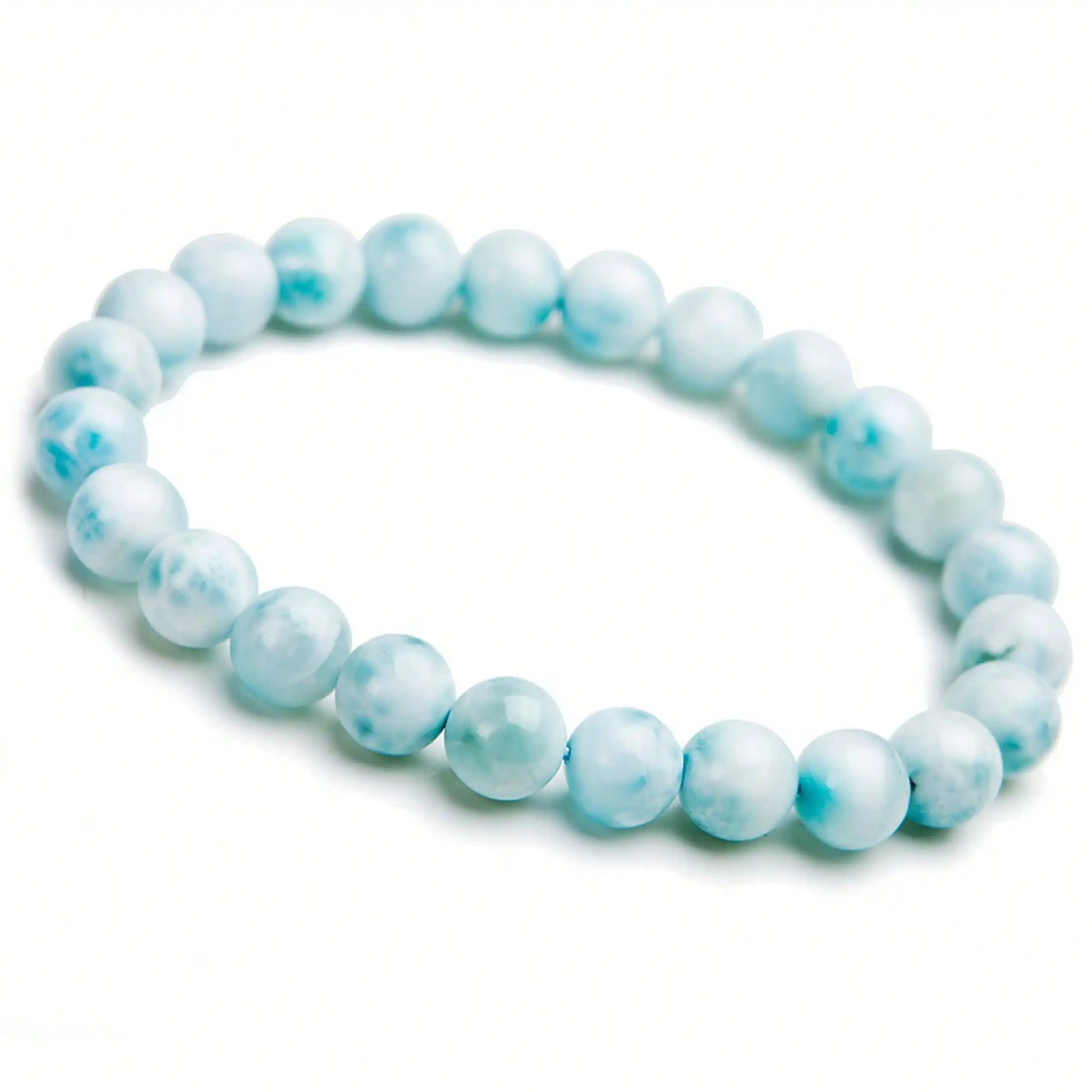 Crystal & Gemstone Larimar Stretch Bracelet — 8mm Natural Blue Bead Jewelry for Women — view 1 of crystal & gemstone