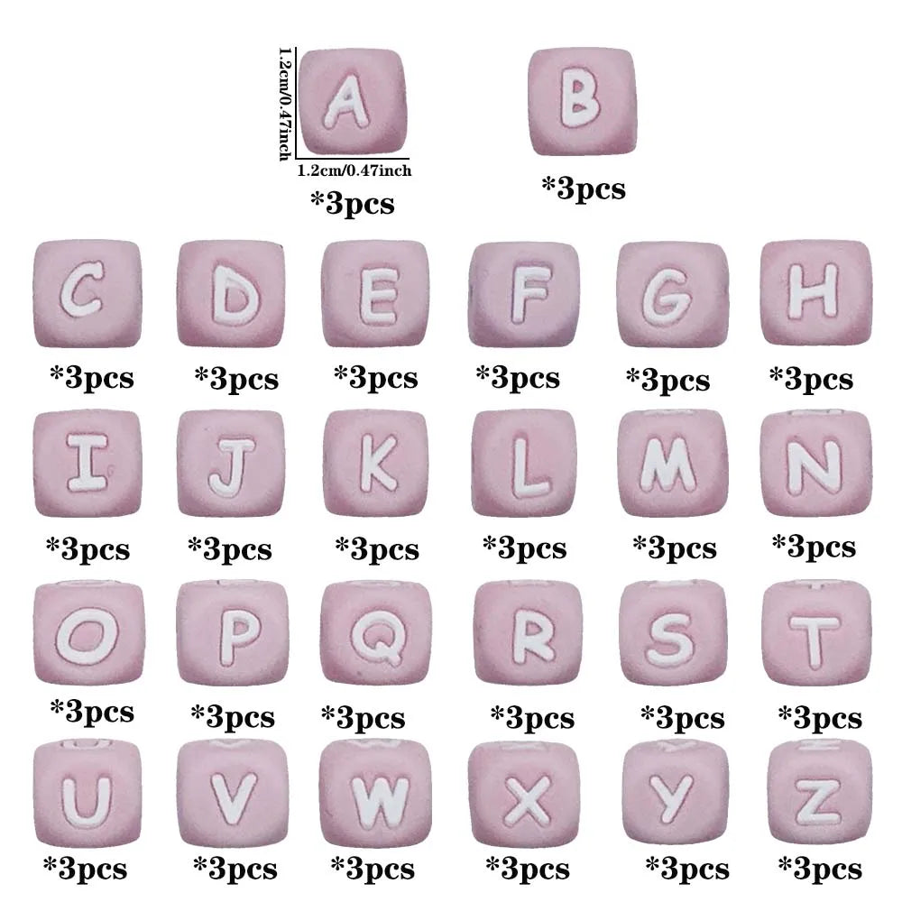 Pearl & Silicone Letter Beads 78pc 12mm — DIY Necklace Bracelet & Pen Charms — view 17 of beads