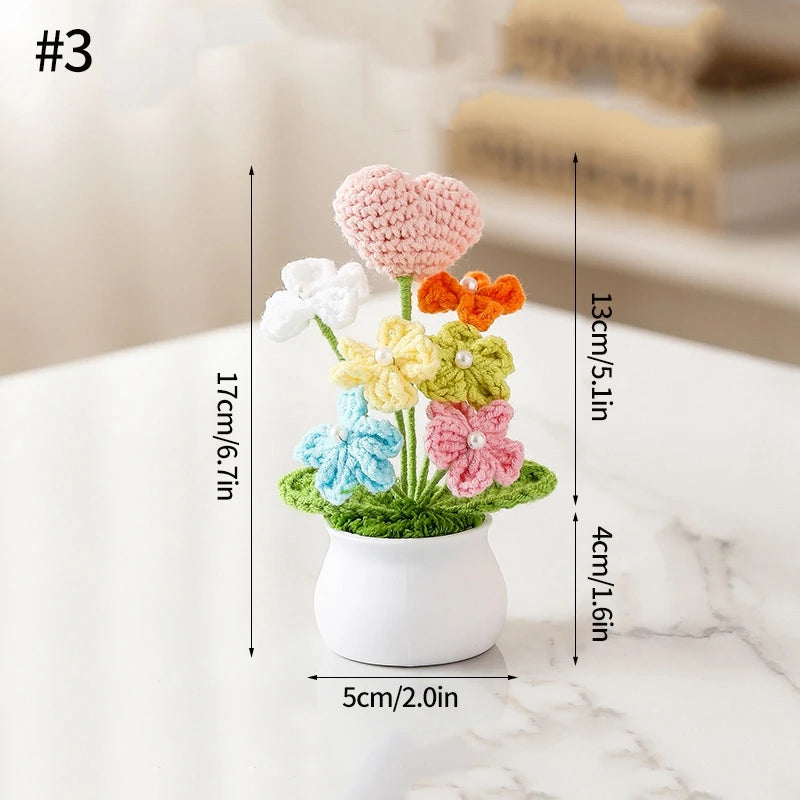 Home Decor Handmade Crochet Potted Plant — Cute Mini Faux Flower for Car, Desk & Office — view 14 of home decor