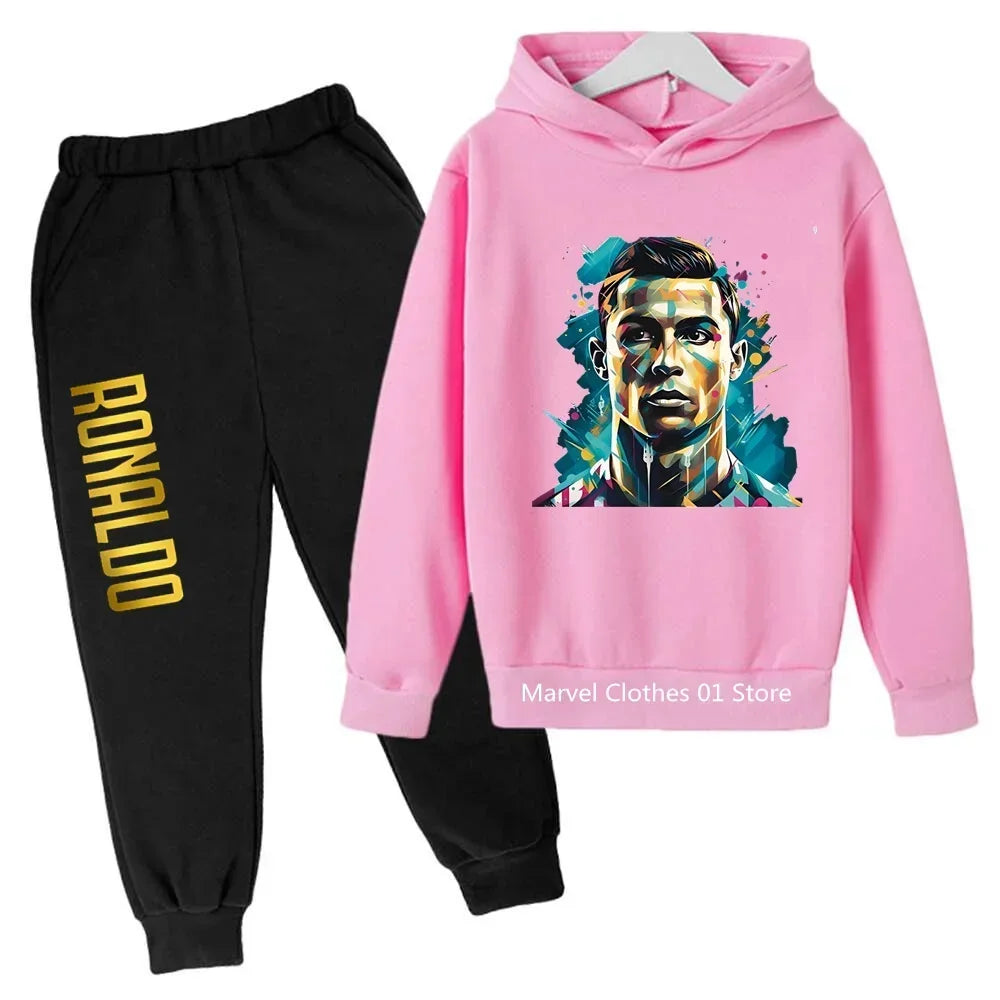 Cristiano Ronaldo CR7 Cosplay Costumes Kids Football Idol Hoodie Set Pants Kids Boys High Quality Tops Girls Clothing Sets