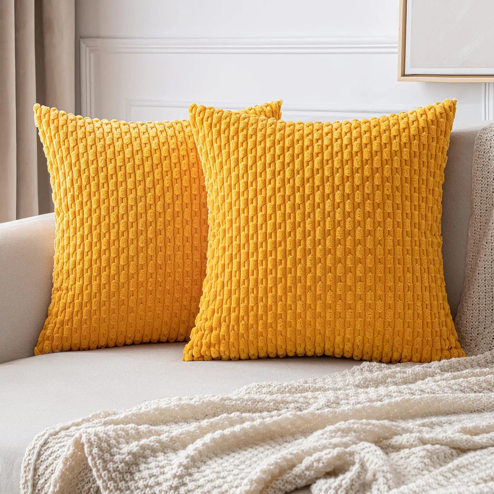 Spring Corduroy Throw Pillow Cover &mdash; 20&times;20 in Farmhouse Boho Striped Cushion Case — view 10 of cushion covers & pillow cases