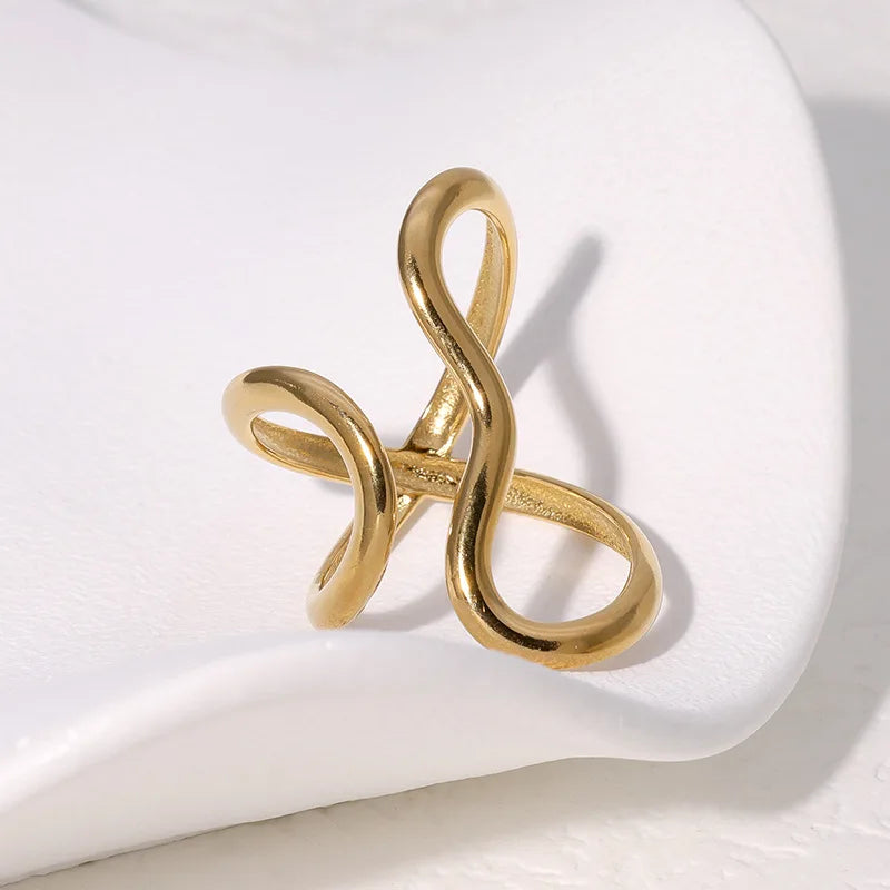 Women's Waterproof Open Ring — 18K PVD Gold Plated Stainless Steel Jewelry — view 8 of jewelry