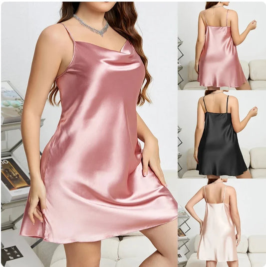 Large Size 3XL 4XL 5XL Female Nightgown Sexy Suspender Nightdress Pink Chemise Sleepwear Bathrobe