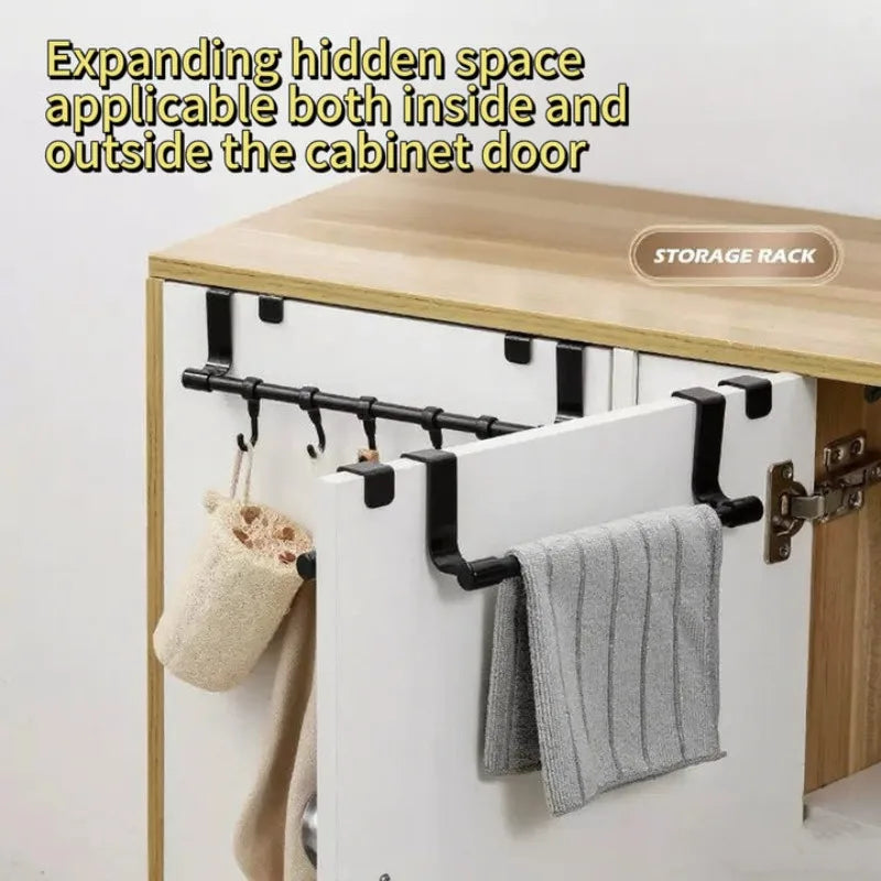 Stainless Steel Cabinet-Door Towel Bar — Kitchen & Bathroom Hanging Wipe Rack — view 5 of kitchen gadgets