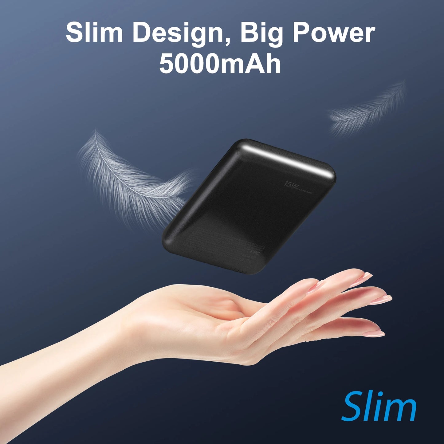 Magnetic Power Bank 5000mAh – 20W Portable Wireless Charger with USB-C Cable for iPhone 16/15/14/13/12 Series