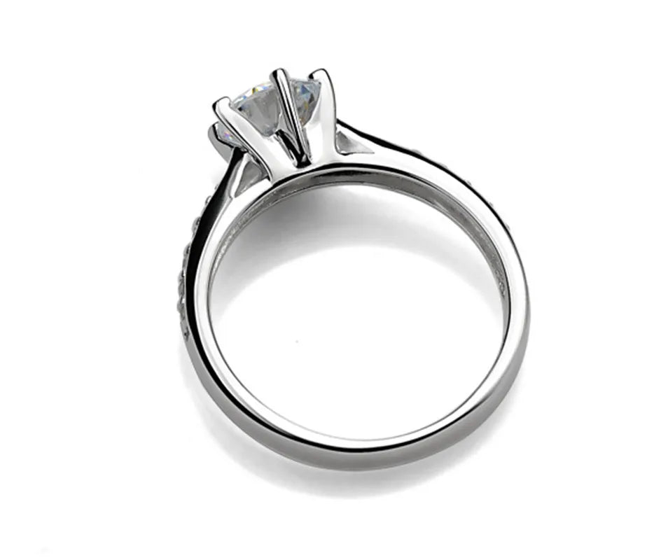 Women's 925 Sterling Silver Six-Claw Ring — 7CT Diamond Engagement Jewelry — view 5 of jewelry