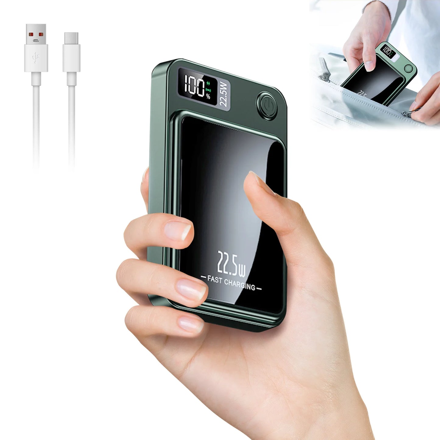 Magnetic 2-in-1 10000mAh 22.5W Wireless Power Bank — LED Display MagSafe — view 9 of power banks
