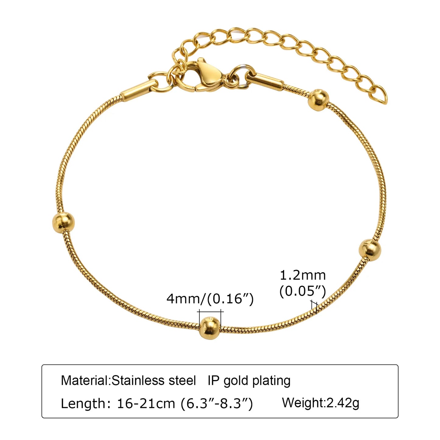 Women's Herringbone Chain Bracelet — Gold Plated Stackable Stainless Steel Jewelry