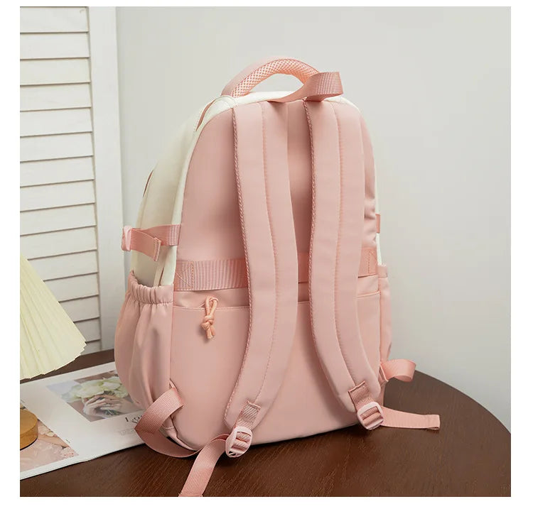 Cute rabbit children school backpack for teenage girls Fashionable splicing color contrast fresh lady knapsack kids schoolbags