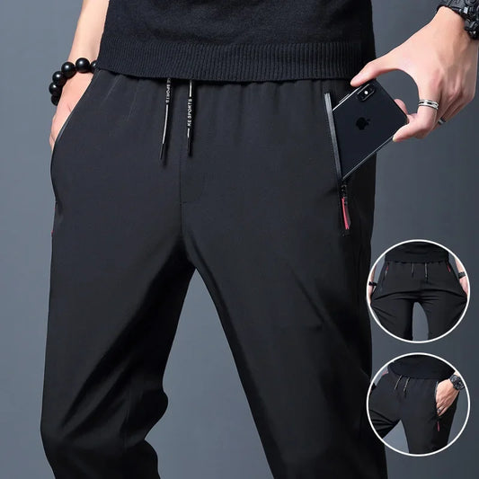 Men's Slim Fit Casual Jogger Pants — Elastic Waist Classic Korean Trousers — view 1 of men's clothing