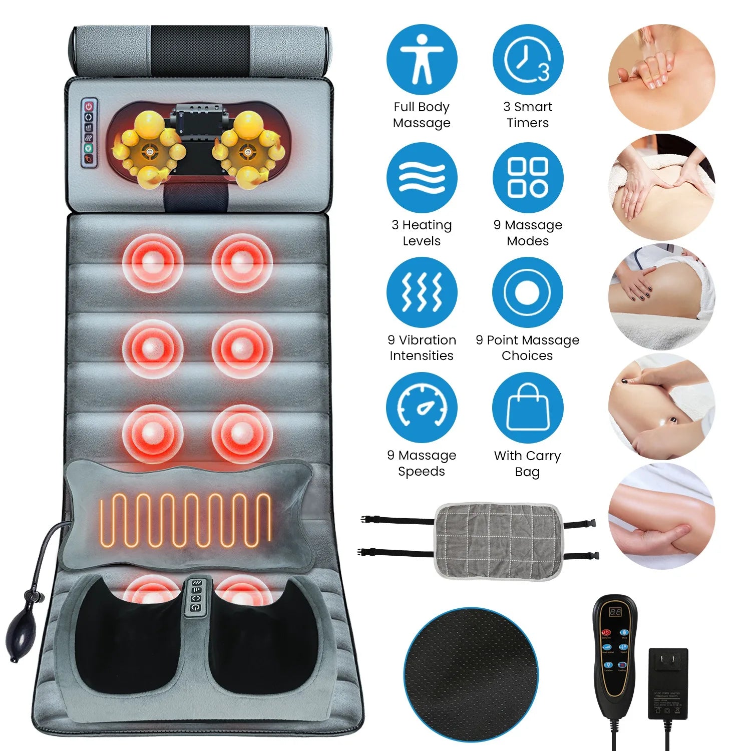 Full-Back Electric Massage Mat — Vibrating Heated Infrared Cushion — view 5 of recovery & massage
