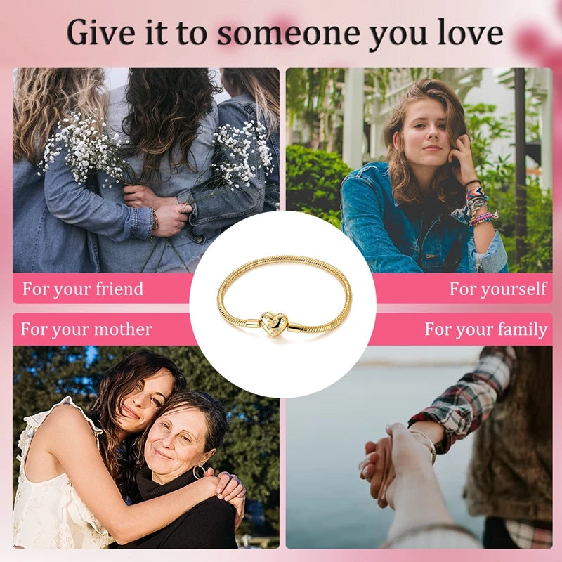 Pearl & Heart Charm Sterling Silver Bracelet 17-20cm — 925 DIY Fit Beads — view 6 of bracelets