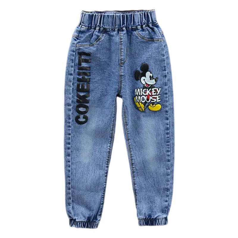 Kids’ Mickey Mouse Denim Jacket & Jeans 2-Piece Set – Casual Spring & Autumn Outfit