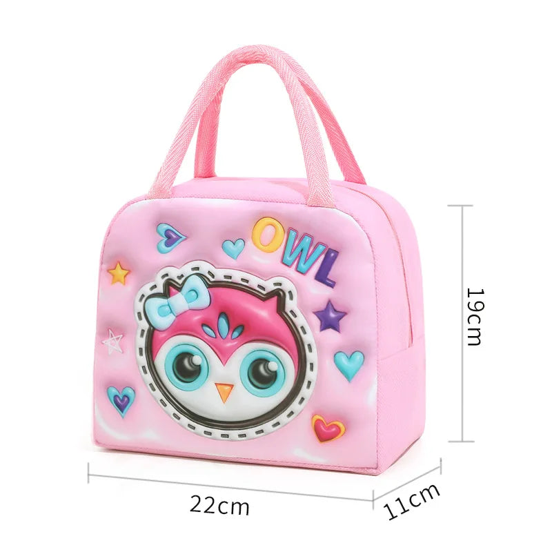 Cartoon Animal Print Kids Lunch Bag - Insulated Bento Tote with Fun Design — view 9 of lunch bags