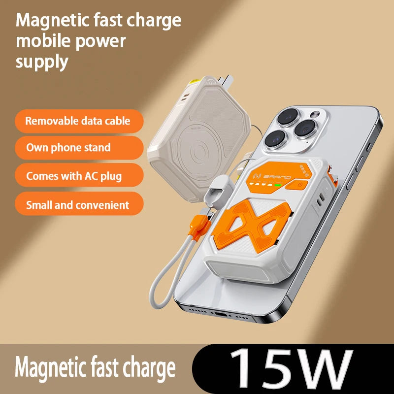 Magnetic 10000mAh 22.5W Wireless Power Bank — Foldable AC Plug All-in-One — view 2 of power banks