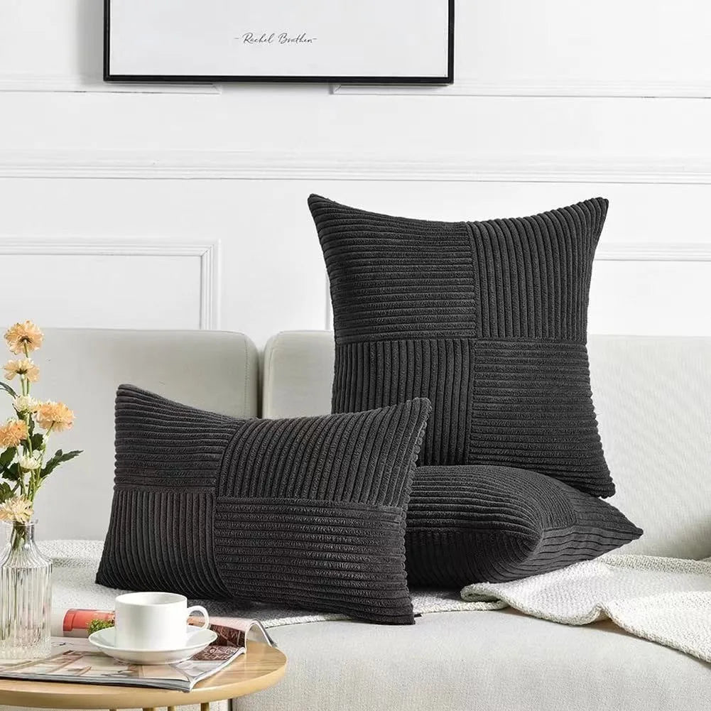 Rust Boho Corduroy Throw Pillow Cover &mdash; 18&times;18 in Terracotta Patchwork Accent Cushion — view 19 of cushion covers & pillow cases