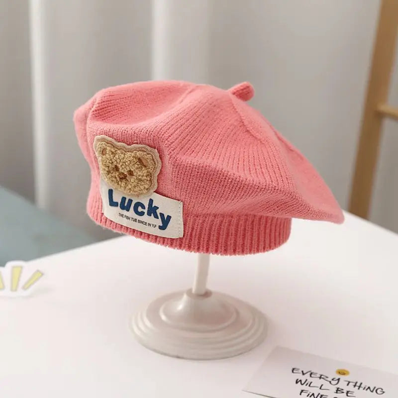 Flower Baby Beret Hat - Knitted Painter Cap for Infant Girls, Cute Toddler Princess Beret — view 11 of baby hats