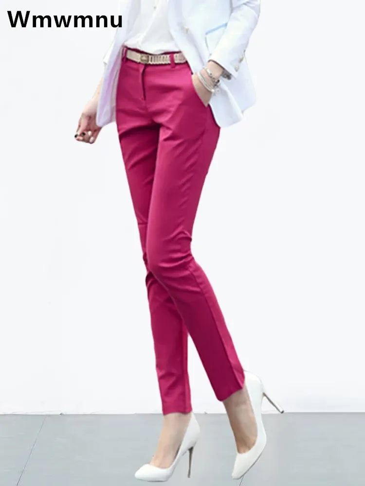 S-4xl Big Size Womens Formal Office Pencil Pants 2023 New Elegant Ladies OL Work