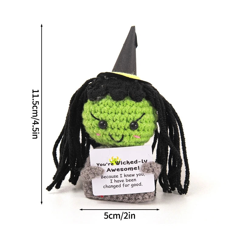 Home Decor Hand-Woven Crochet Ornament — Funny Vegetable Animal Doll with Hugging Card, Positive Energy Desk Accent & Gift